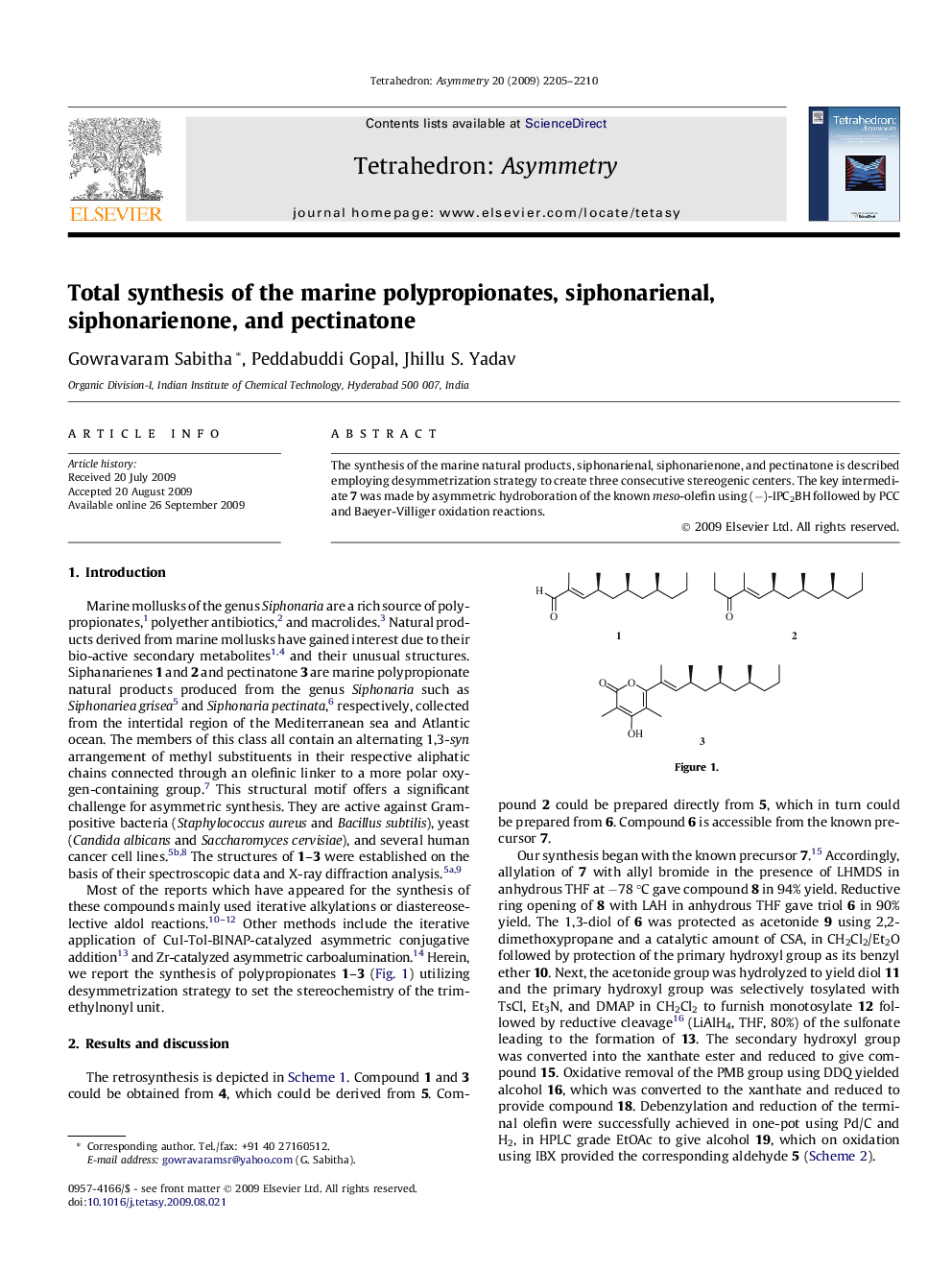 Total synthesis of the marine polypropionates, siphonarienal, siphonarienone, and pectinatone