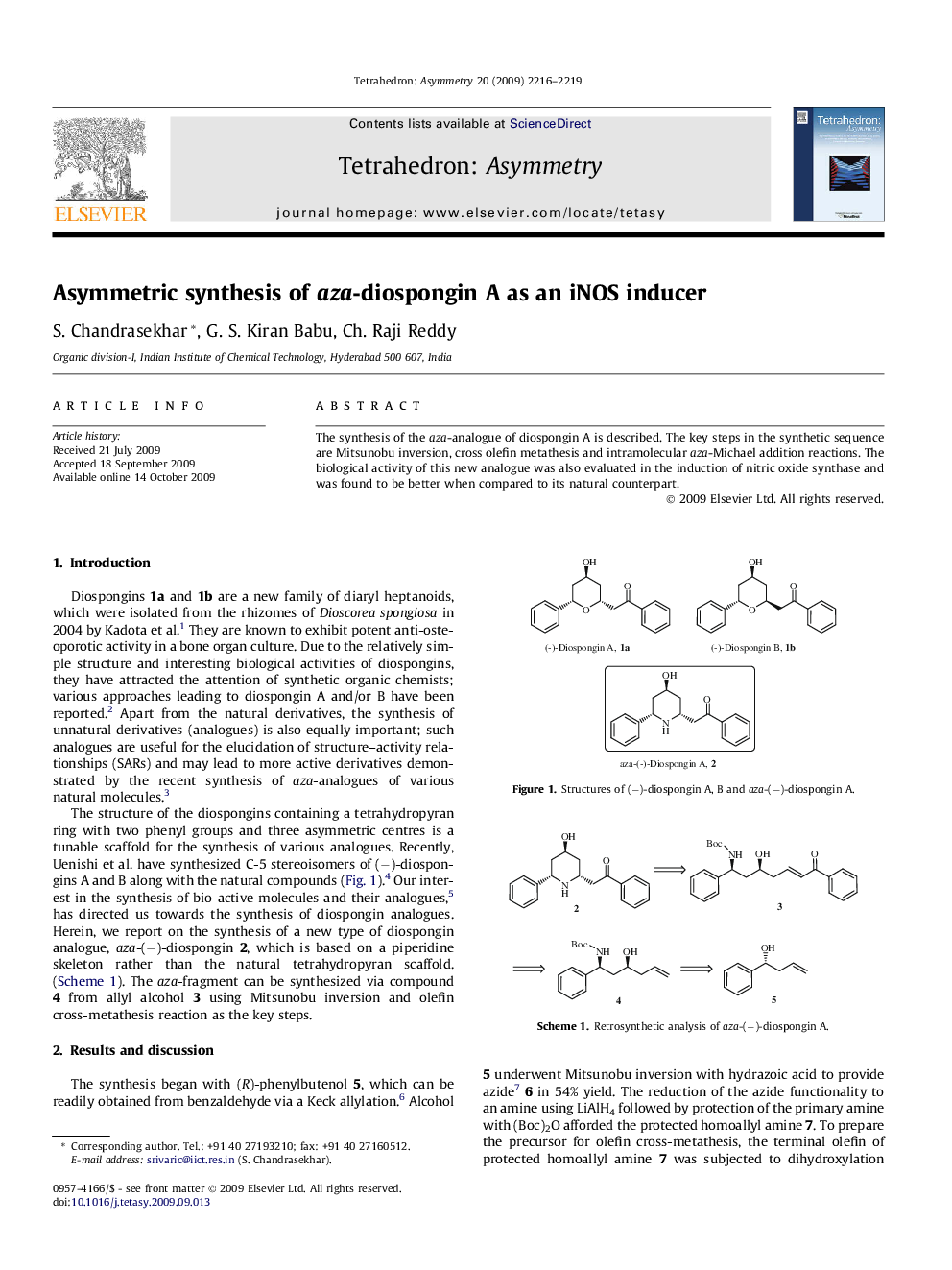 Asymmetric synthesis of aza-diospongin A as an iNOS inducer