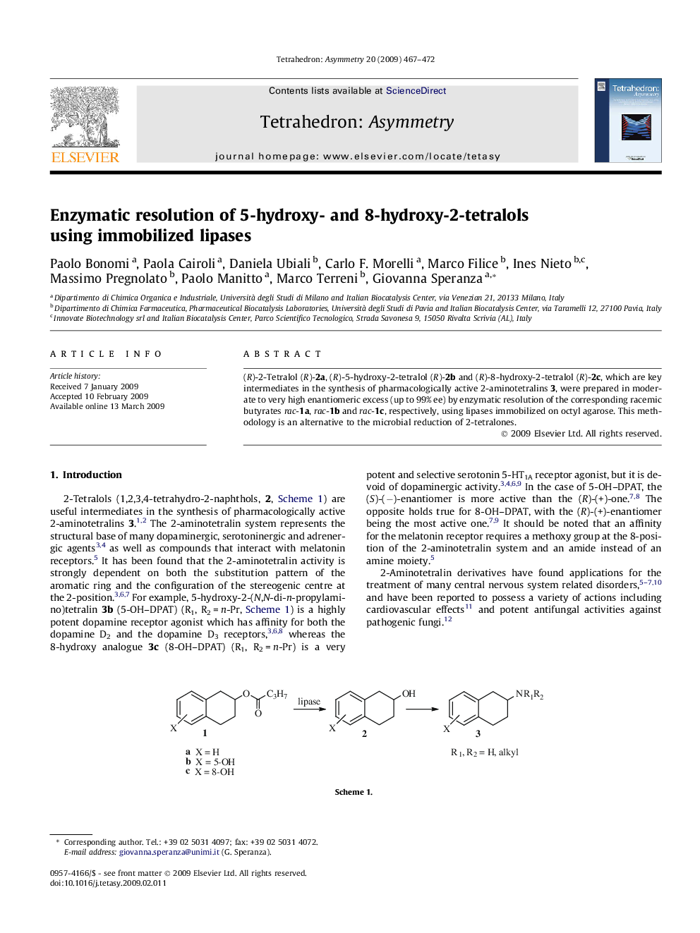 Enzymatic resolution of 5-hydroxy- and 8-hydroxy-2-tetralols using immobilized lipases