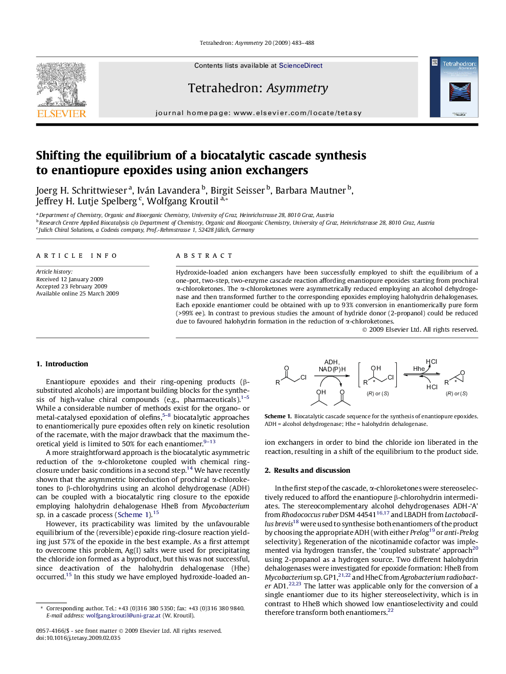 Shifting the equilibrium of a biocatalytic cascade synthesis to enantiopure epoxides using anion exchangers