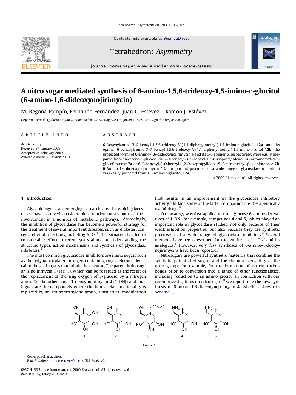 A nitro sugar mediated synthesis of 6-amino-1,5,6-trideoxy-1,5-imino-d-glucitol (6-amino-1,6-dideoxynojirimycin)