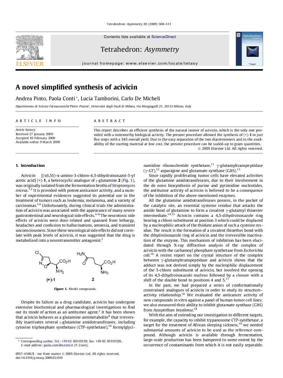 A novel simplified synthesis of acivicin