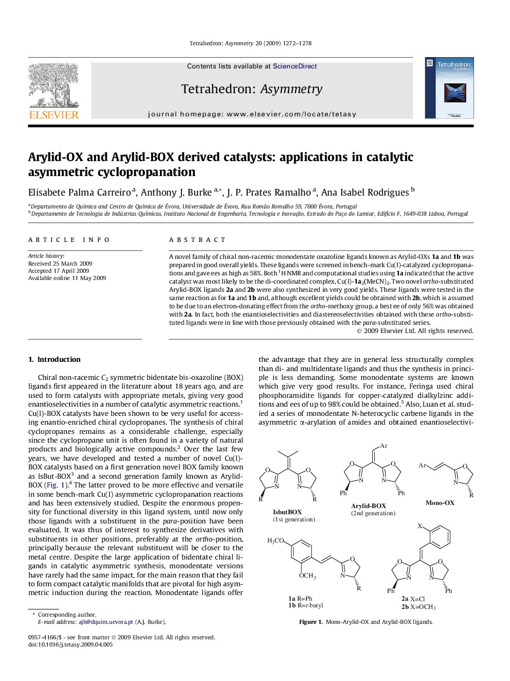 Arylid-OX and Arylid-BOX derived catalysts: applications in catalytic asymmetric cyclopropanation