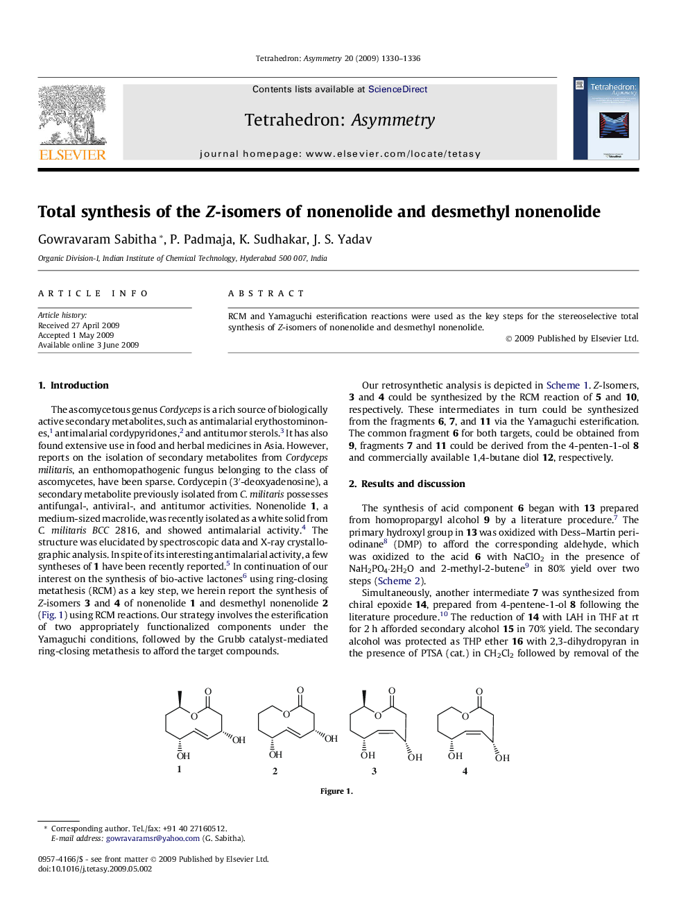 Total synthesis of the Z-isomers of nonenolide and desmethyl nonenolide