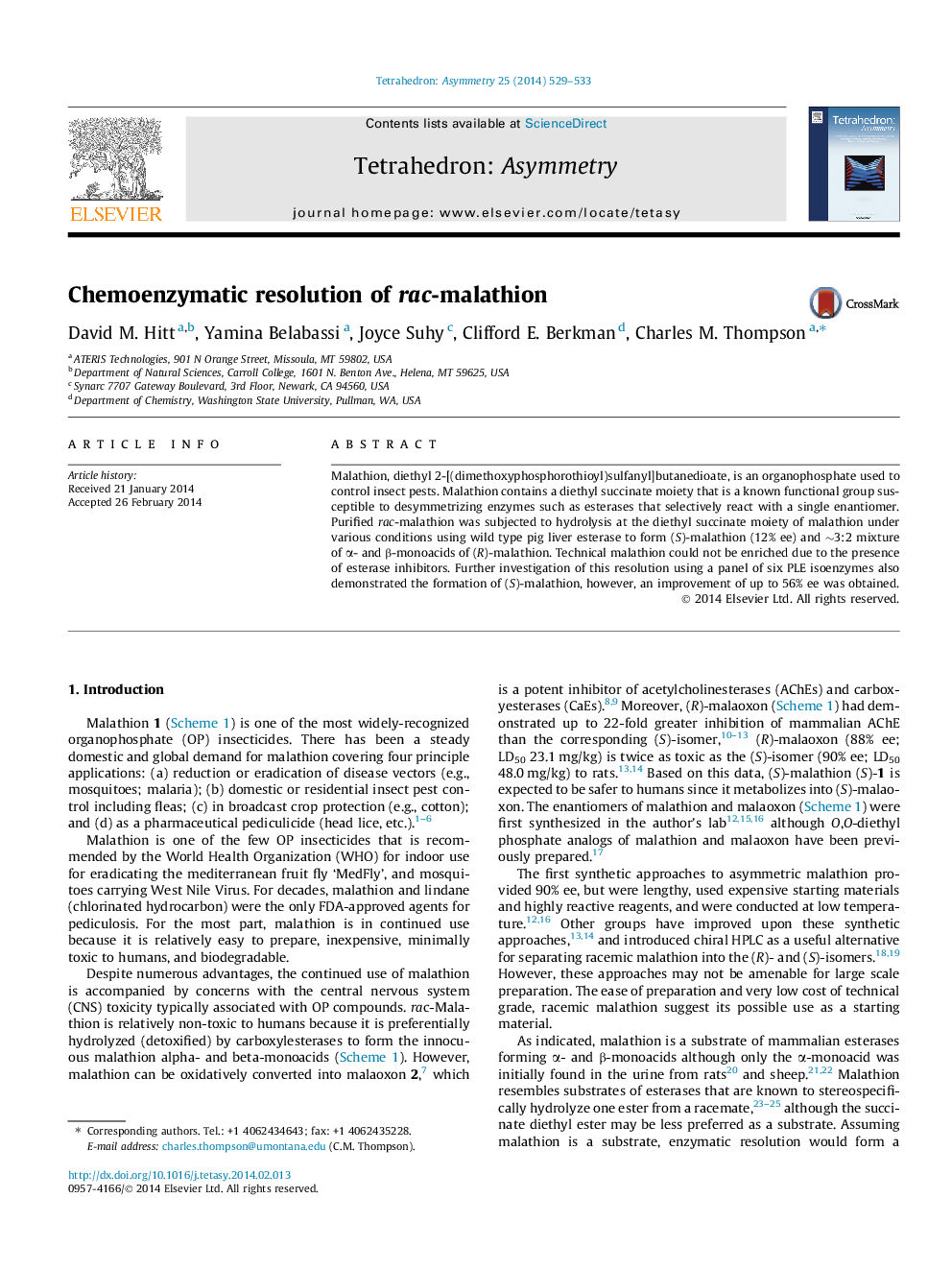Chemoenzymatic resolution of rac-malathion
