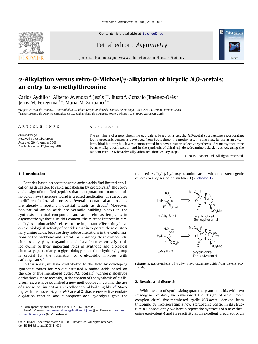 α-Alkylation versus retro-O-Michael/γ-alkylation of bicyclic N,O-acetals: an entry to α-methylthreonine