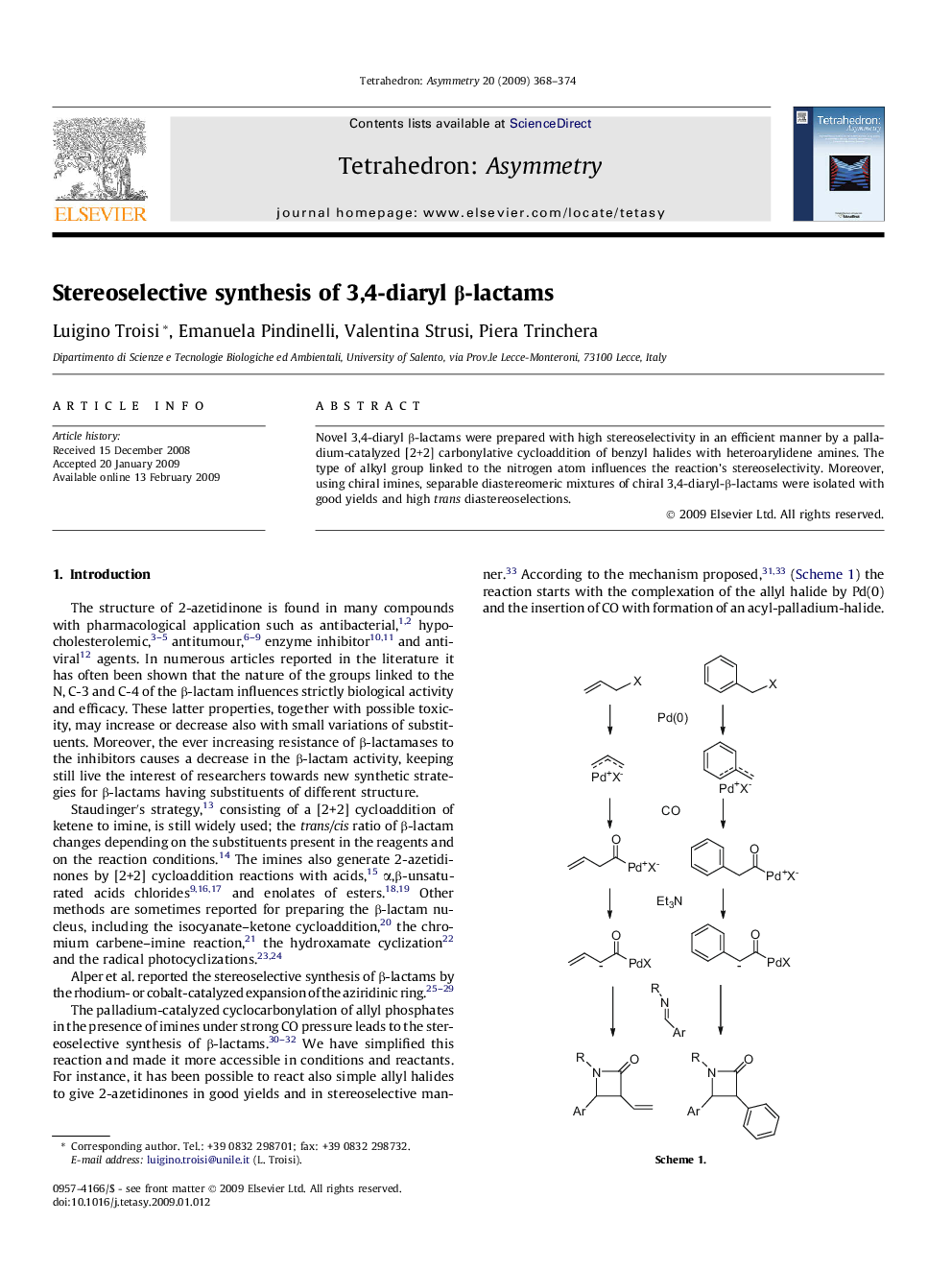 Stereoselective synthesis of 3,4-diaryl β-lactams