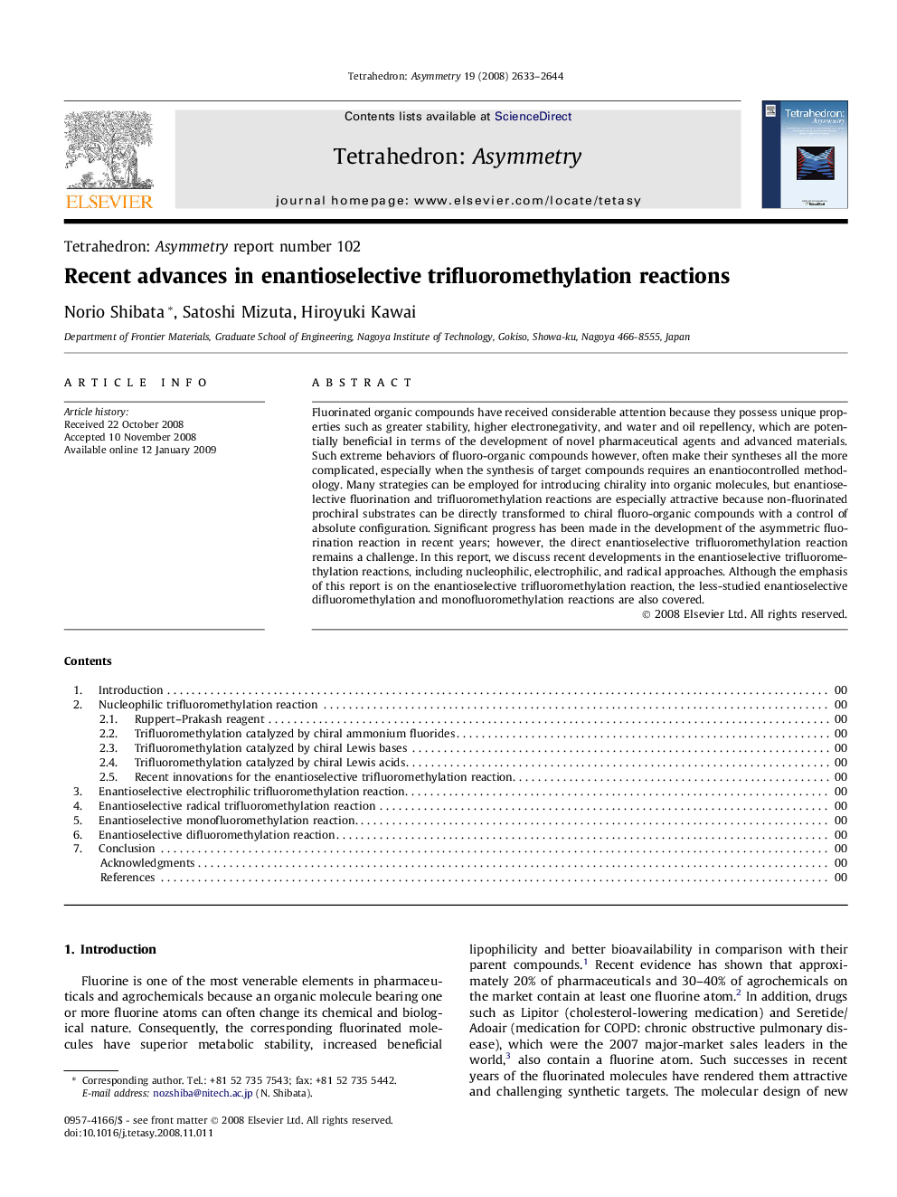Recent advances in enantioselective trifluoromethylation reactions
