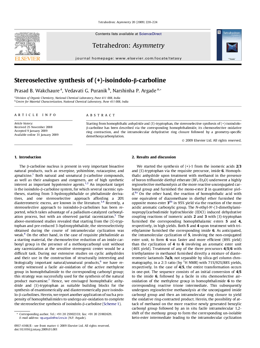 Stereoselective synthesis of (+)-isoindolo-β-carboline