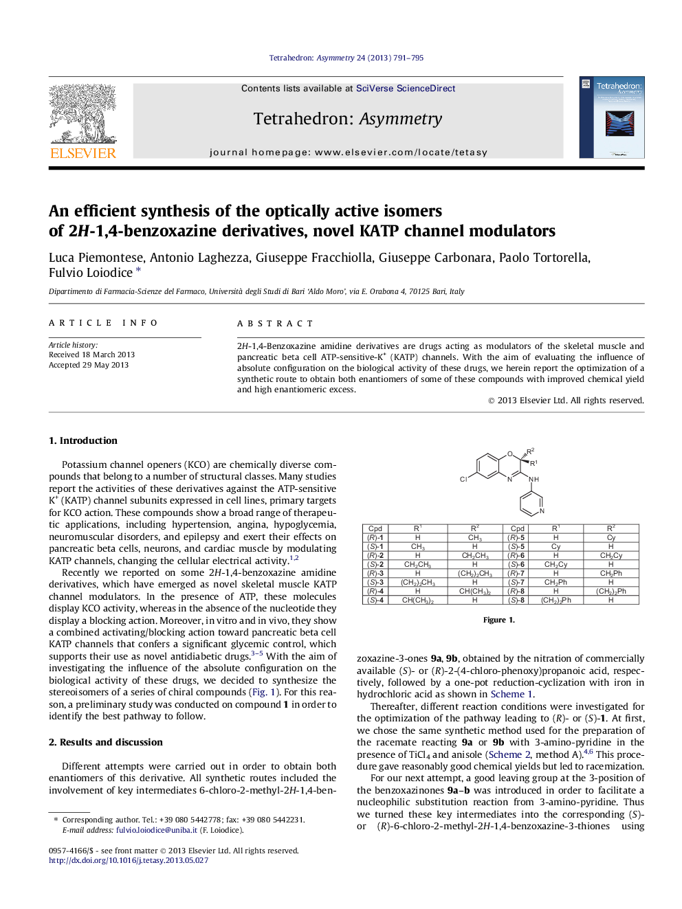 An efficient synthesis of the optically active isomers of 2H-1,4-benzoxazine derivatives, novel KATP channel modulators