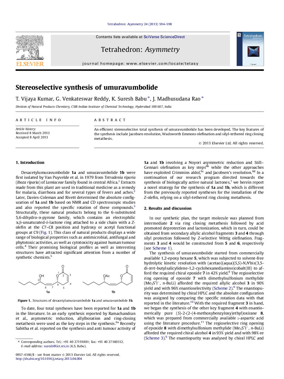 Stereoselective synthesis of umuravumbolide