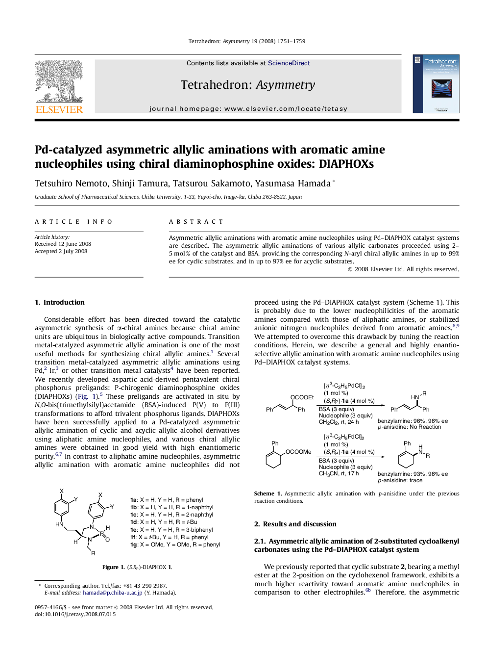 Pd-catalyzed asymmetric allylic aminations with aromatic amine nucleophiles using chiral diaminophosphine oxides: DIAPHOXs