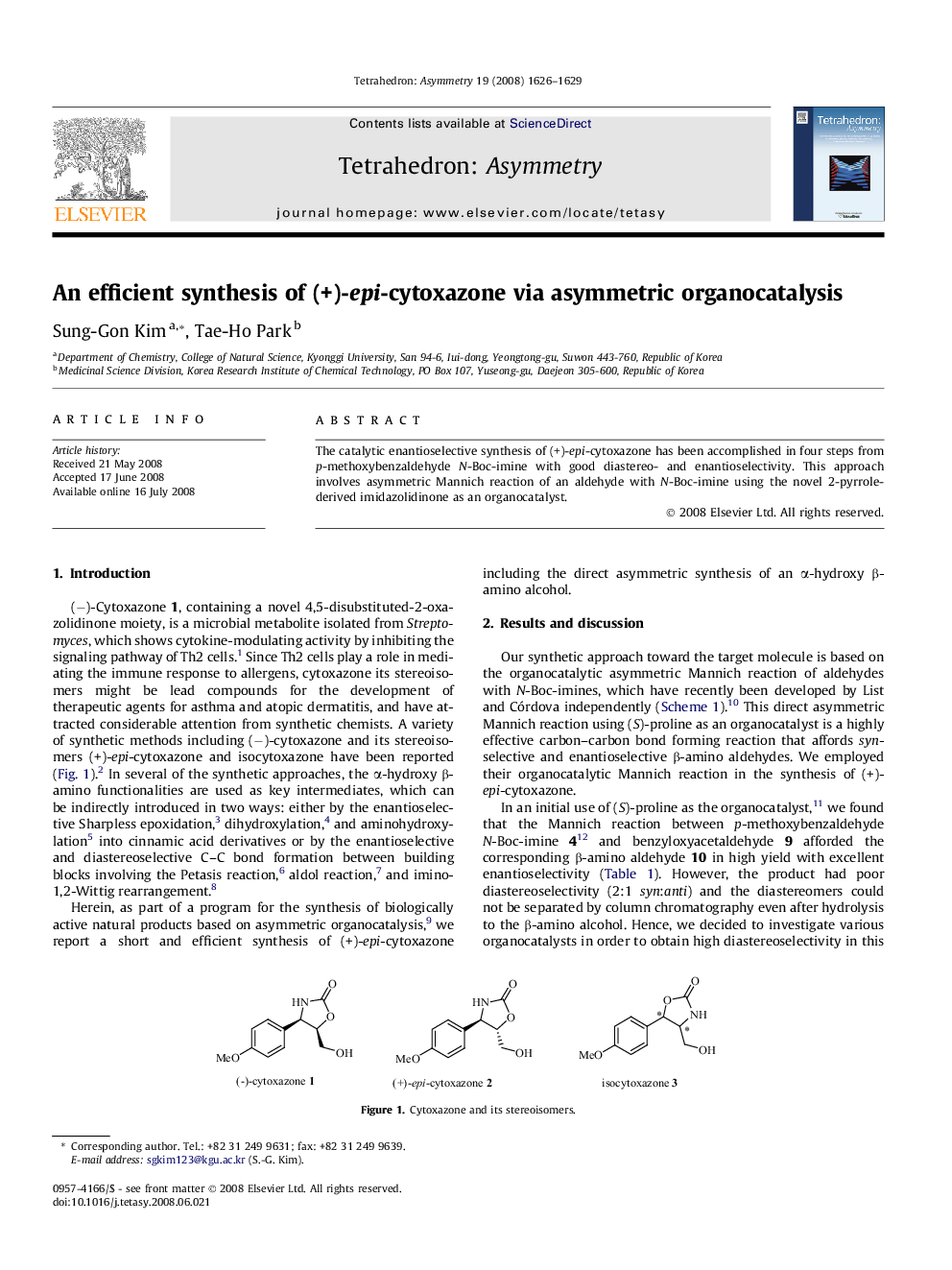 An efficient synthesis of (+)-epi-cytoxazone via asymmetric organocatalysis