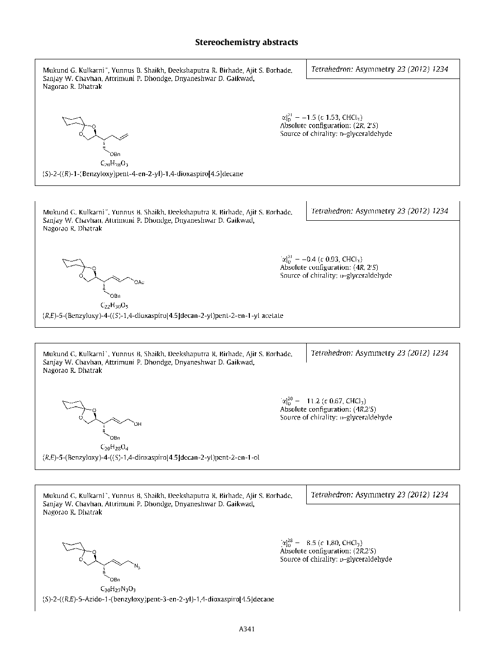 Stereochemistry abstracts