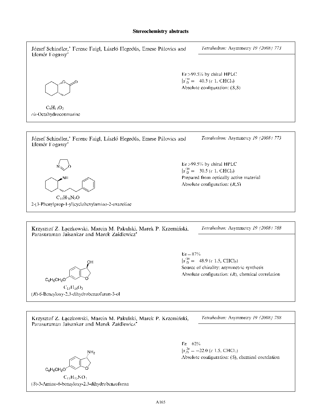Stereochemistry abstracts