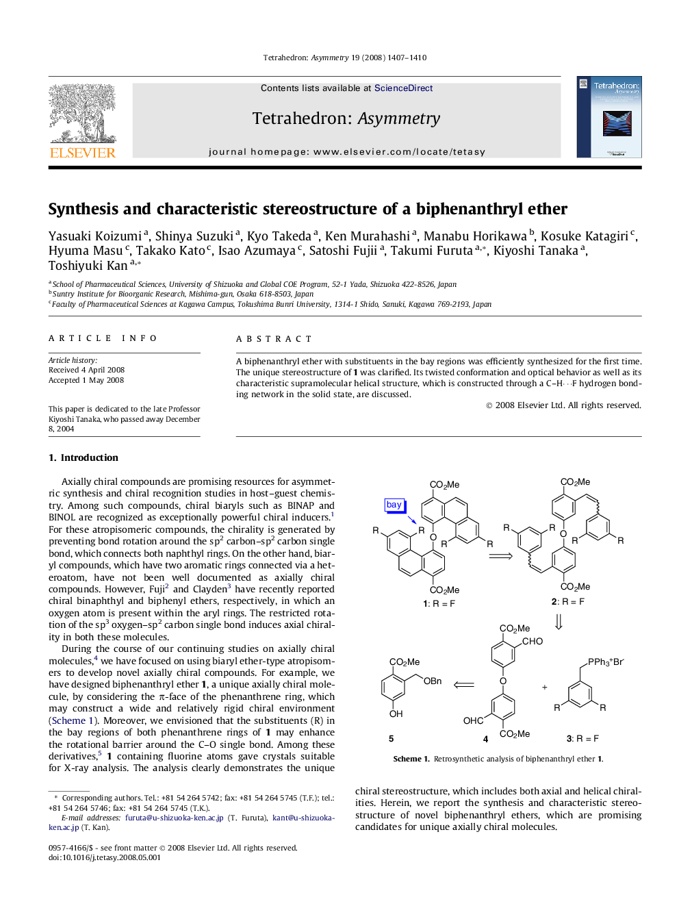 Synthesis and characteristic stereostructure of a biphenanthryl ether