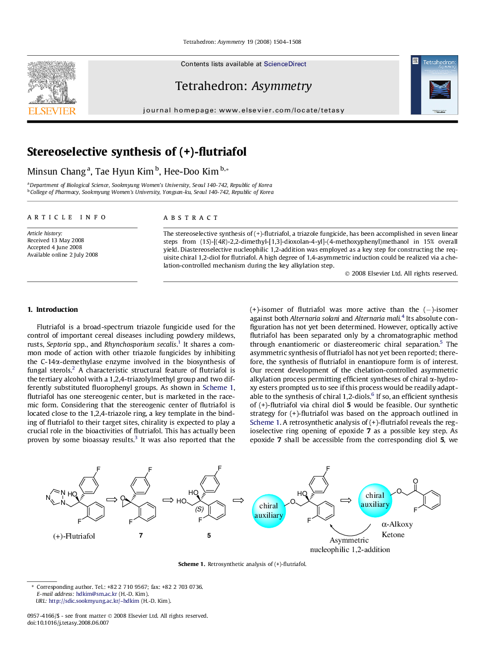 Stereoselective synthesis of (+)-flutriafol