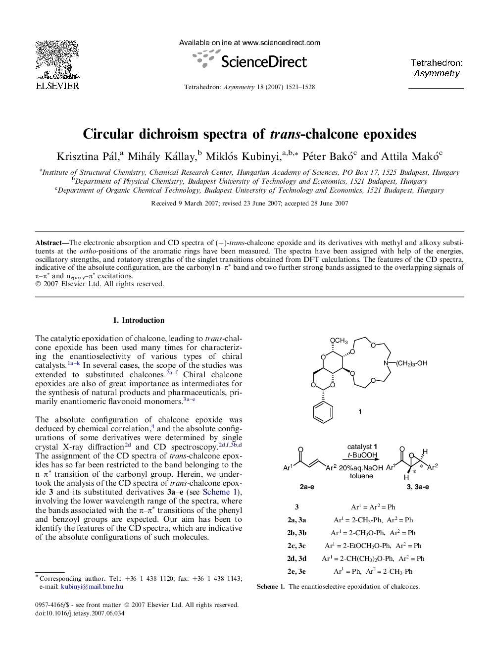 Circular dichroism spectra of trans-chalcone epoxides