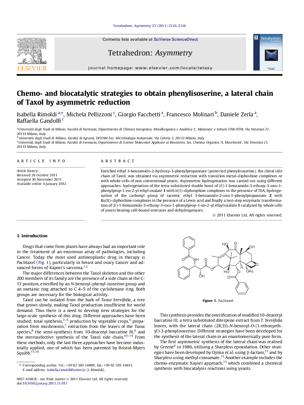 Chemo- and biocatalytic strategies to obtain phenylisoserine, a lateral chain of Taxol by asymmetric reduction
