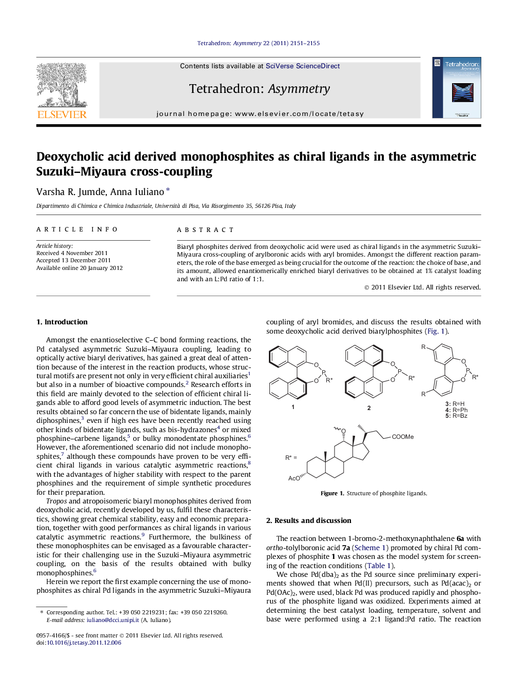 Deoxycholic acid derived monophosphites as chiral ligands in the asymmetric Suzuki–Miyaura cross-coupling