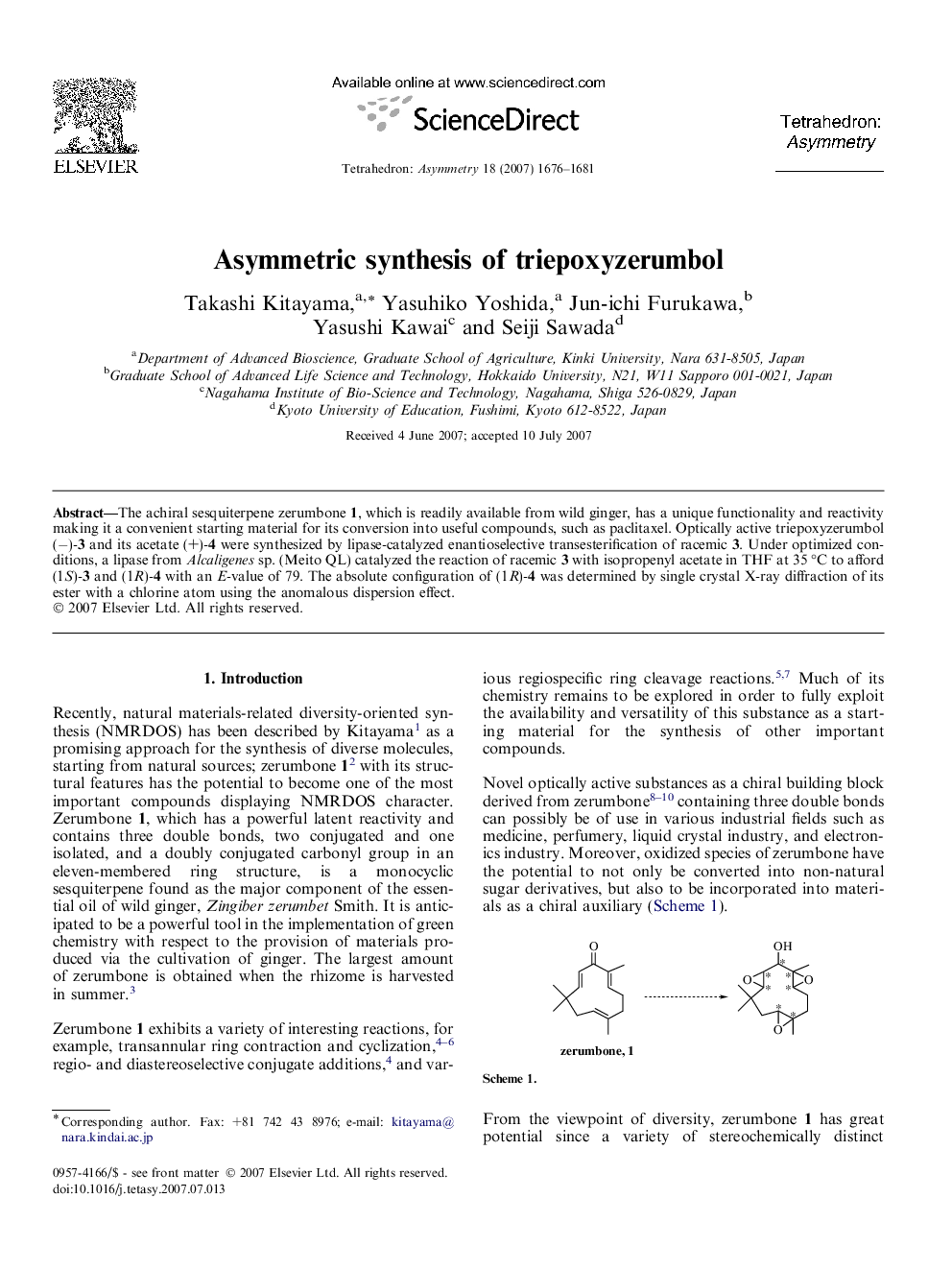 Asymmetric synthesis of triepoxyzerumbol