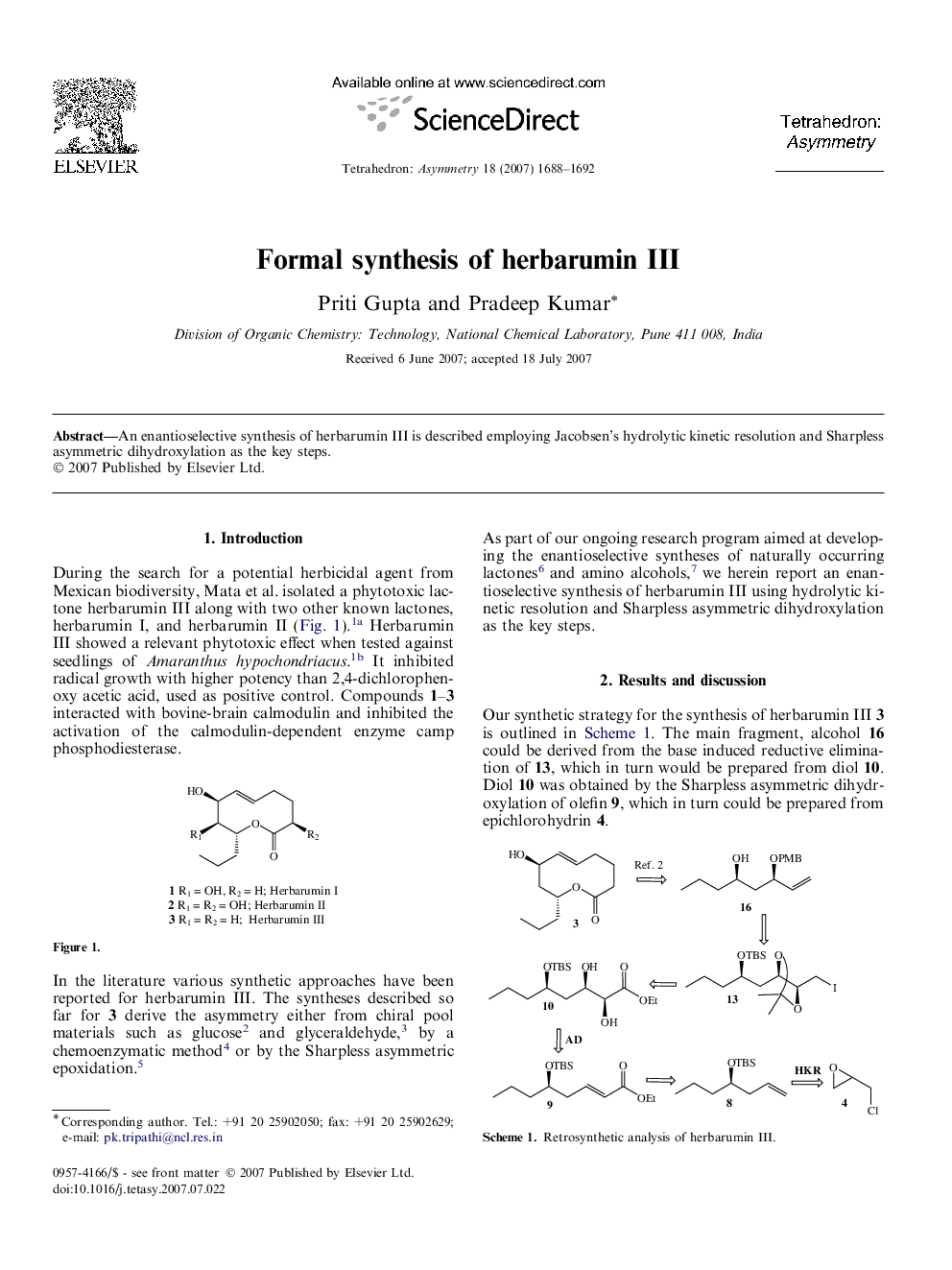 Formal synthesis of herbarumin III