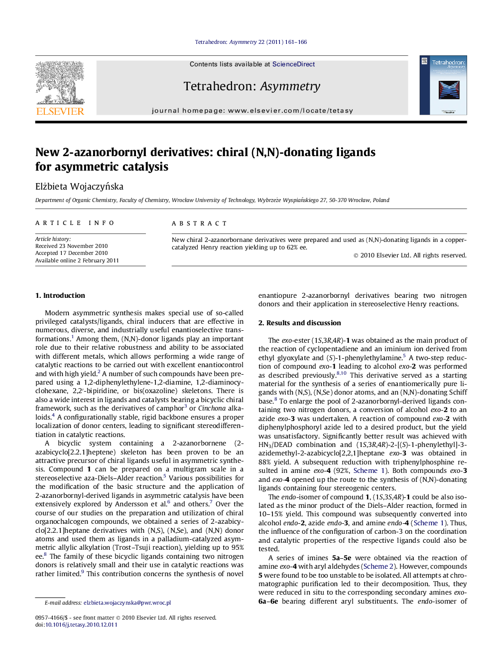 New 2-azanorbornyl derivatives: chiral (N,N)-donating ligands for asymmetric catalysis