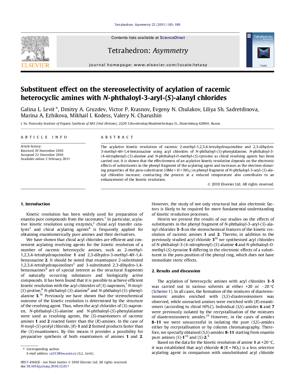 Substituent effect on the stereoselectivity of acylation of racemic heterocyclic amines with N-phthaloyl-3-aryl-(S)-alanyl chlorides