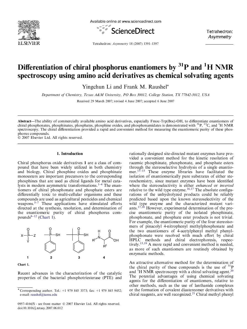 Differentiation of chiral phosphorus enantiomers by 31P and 1H NMR spectroscopy using amino acid derivatives as chemical solvating agents