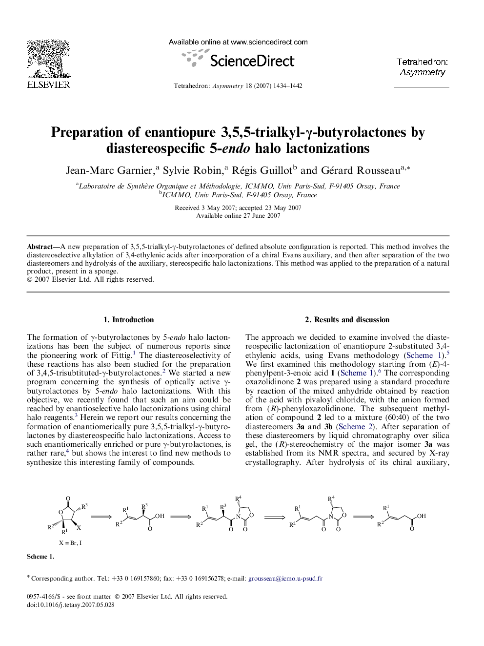 Preparation of enantiopure 3,5,5-trialkyl-γ-butyrolactones by diastereospecific 5-endo halo lactonizations