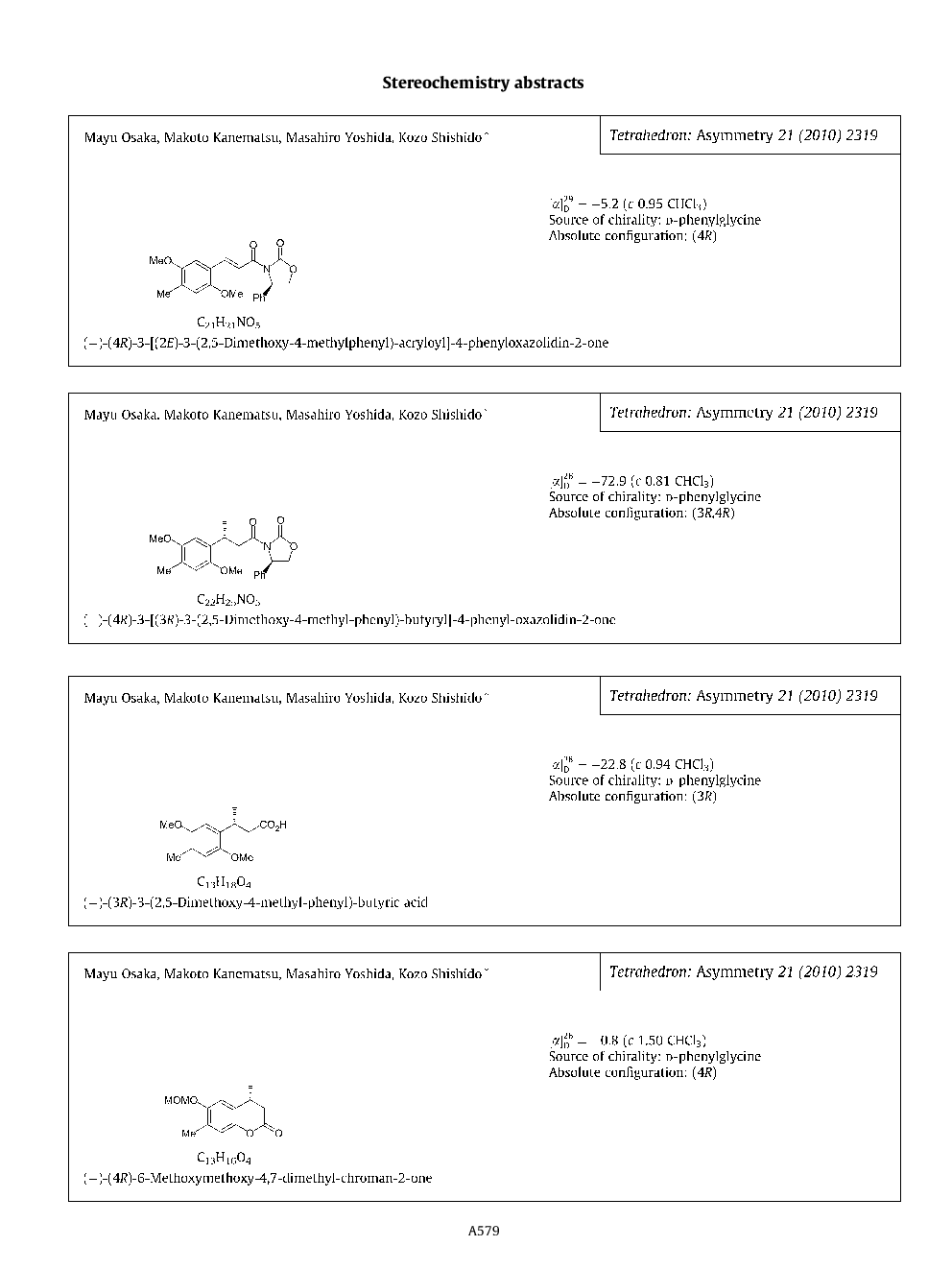 Stereochemistry abstracts