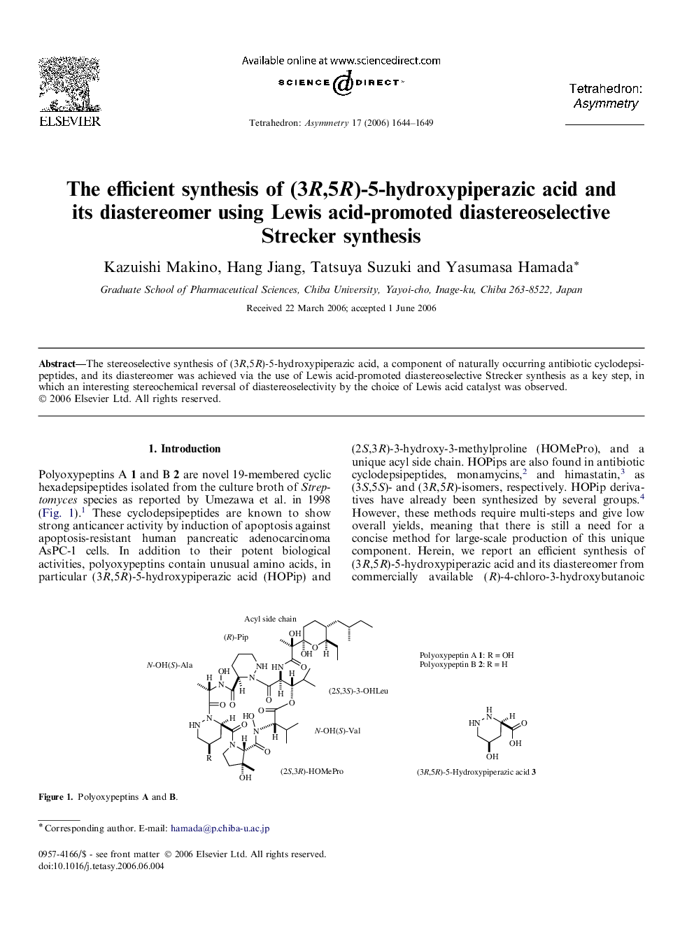 The efficient synthesis of (3R,5R)-5-hydroxypiperazic acid and its diastereomer using Lewis acid-promoted diastereoselective Strecker synthesis