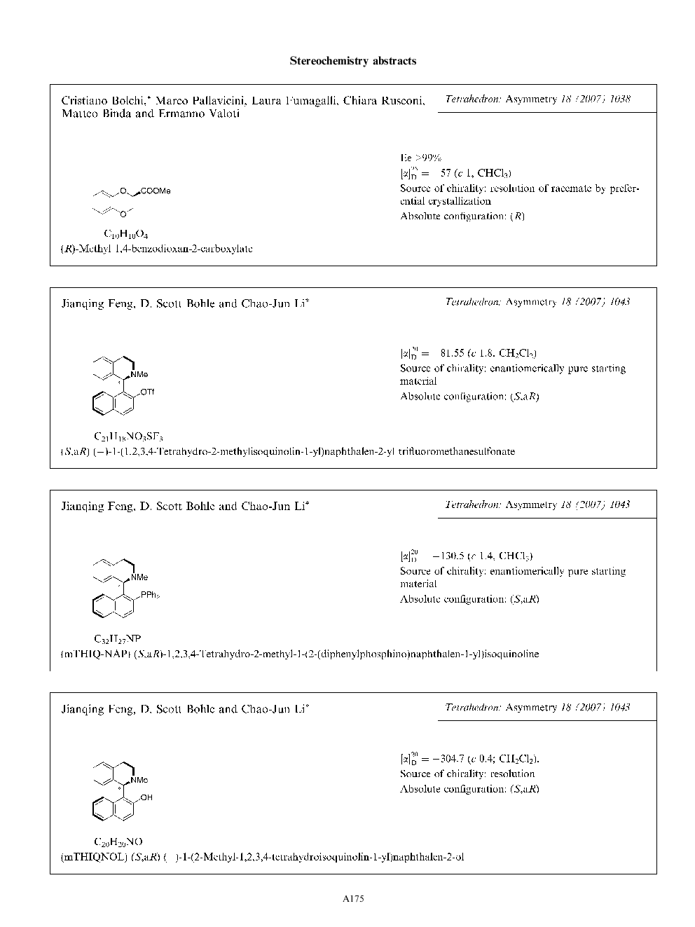 Stereochemistry abstracts