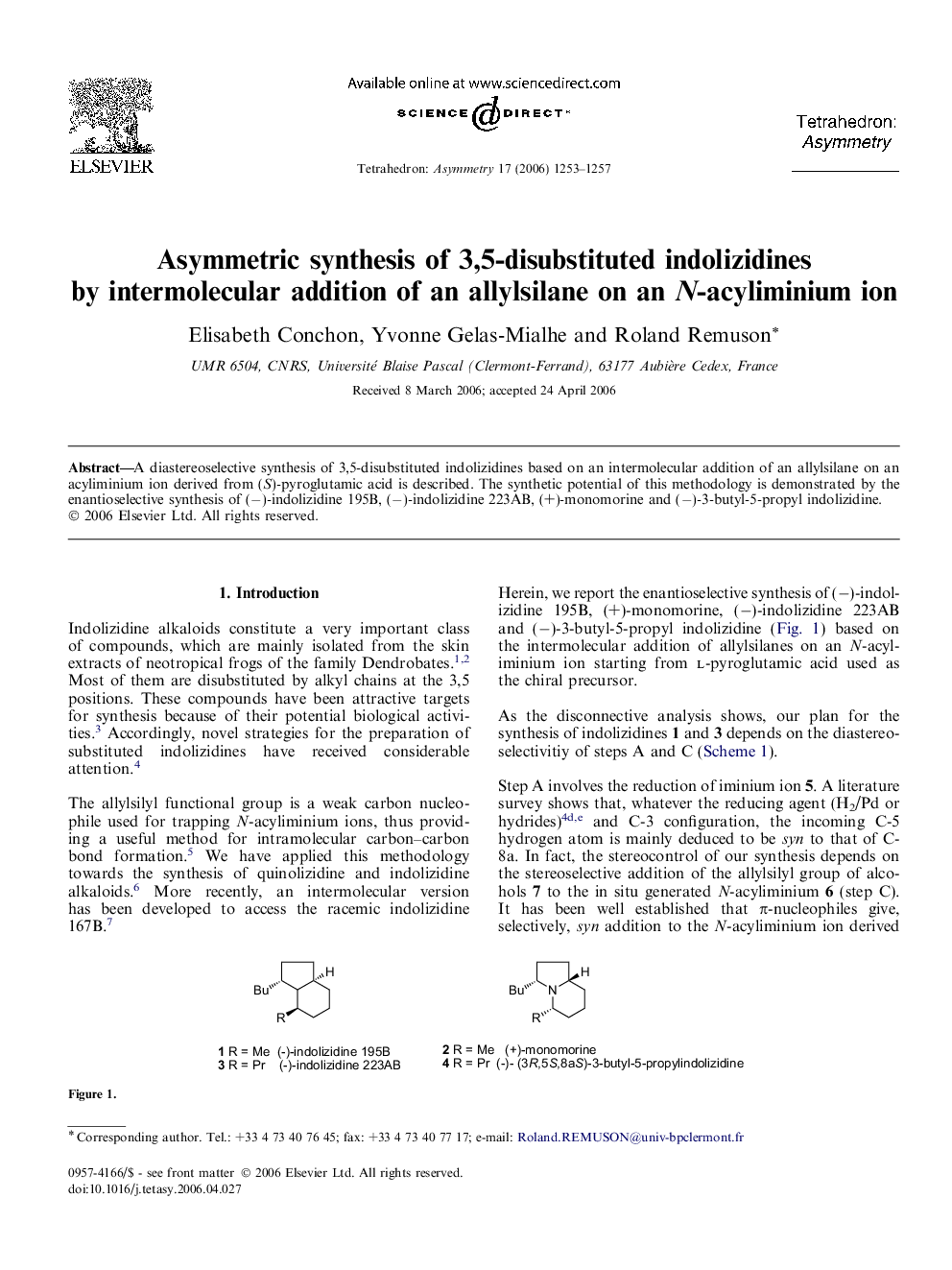 Asymmetric synthesis of 3,5-disubstituted indolizidines by intermolecular addition of an allylsilane on an N-acyliminium ion