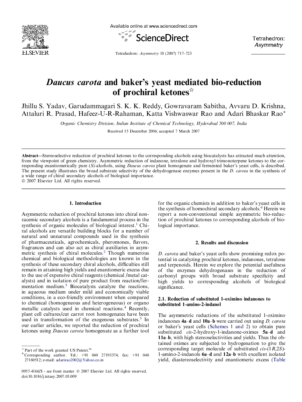 Daucus carota and baker’s yeast mediated bio-reduction of prochiral ketones 