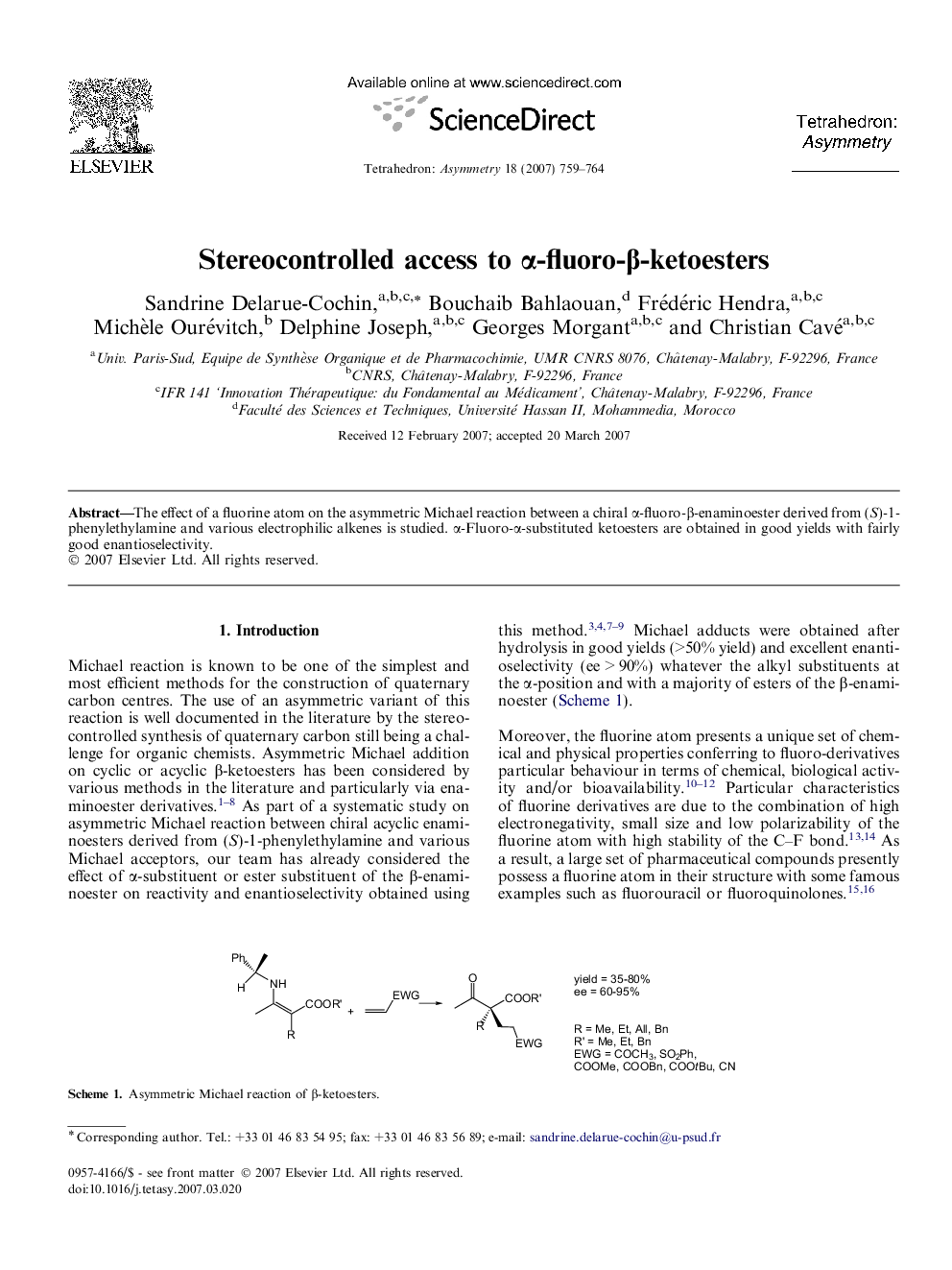 Stereocontrolled access to α-fluoro-β-ketoesters