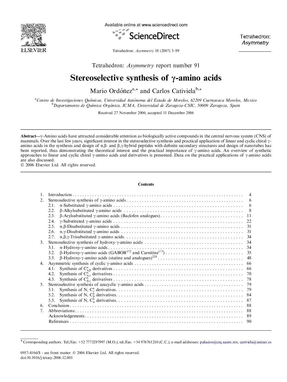 Stereoselective synthesis of γ-amino acids