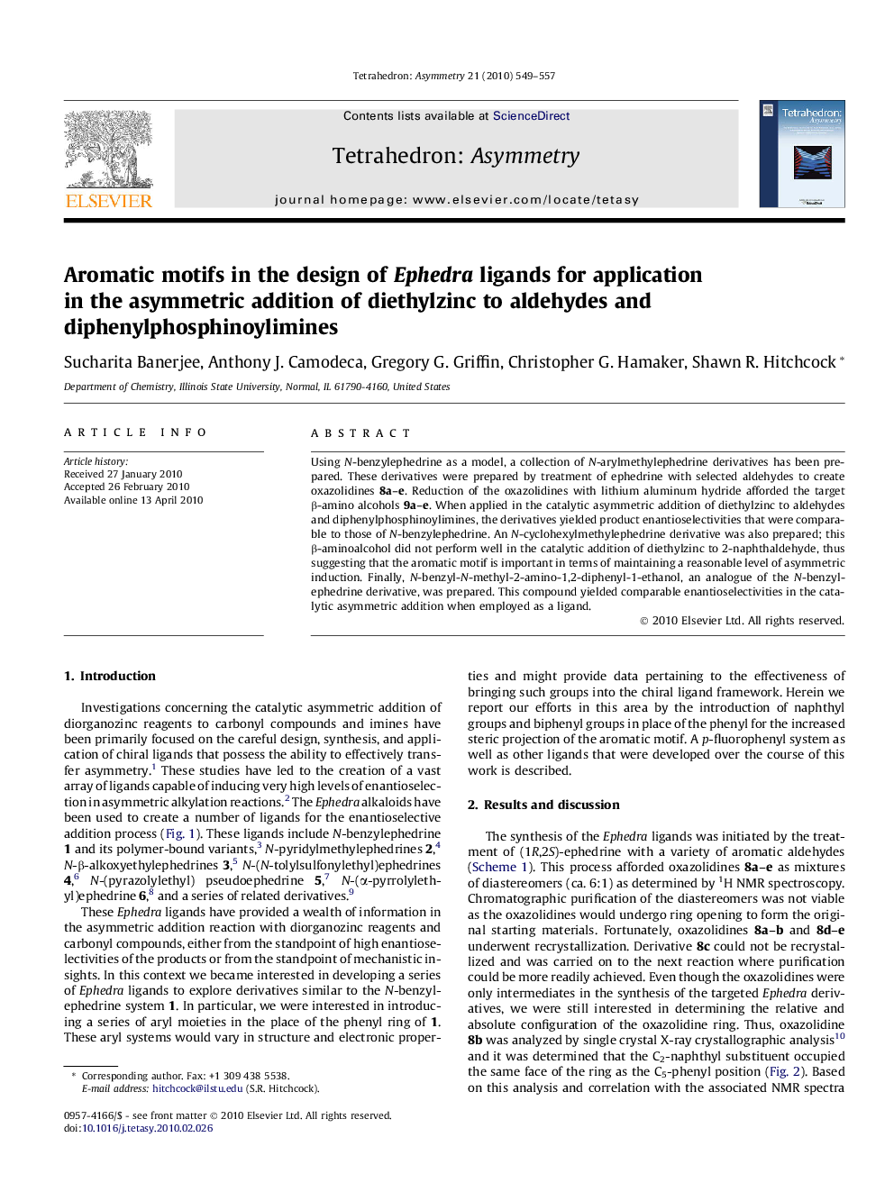 Aromatic motifs in the design of Ephedra ligands for application in the asymmetric addition of diethylzinc to aldehydes and diphenylphosphinoylimines