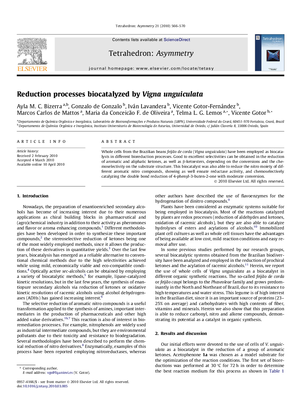 Reduction processes biocatalyzed by Vigna unguiculata