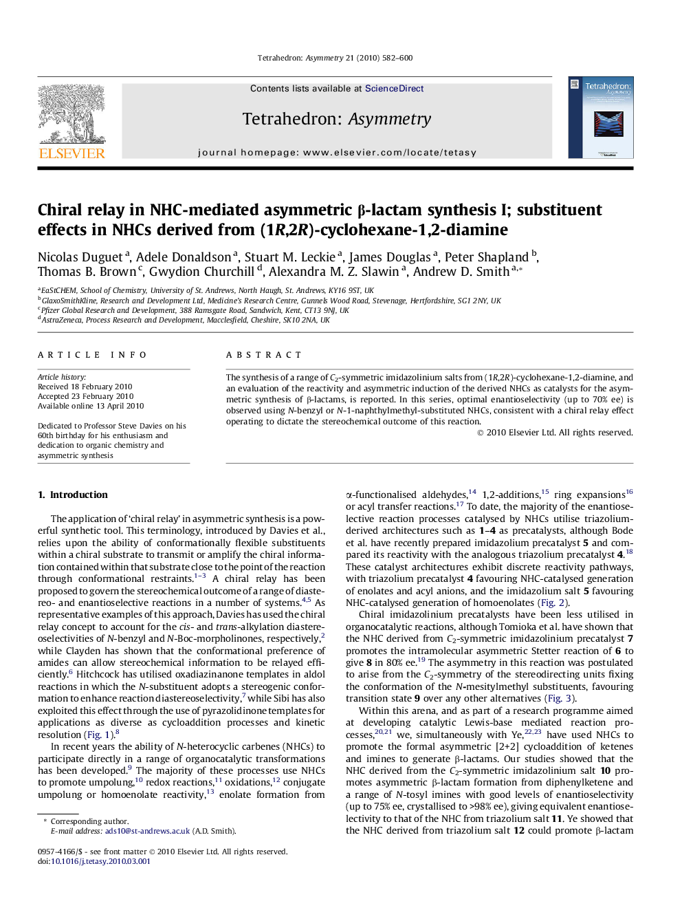 Chiral relay in NHC-mediated asymmetric β-lactam synthesis I; substituent effects in NHCs derived from (1R,2R)-cyclohexane-1,2-diamine