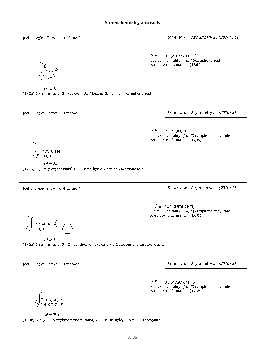 Stereochemistry abstracts