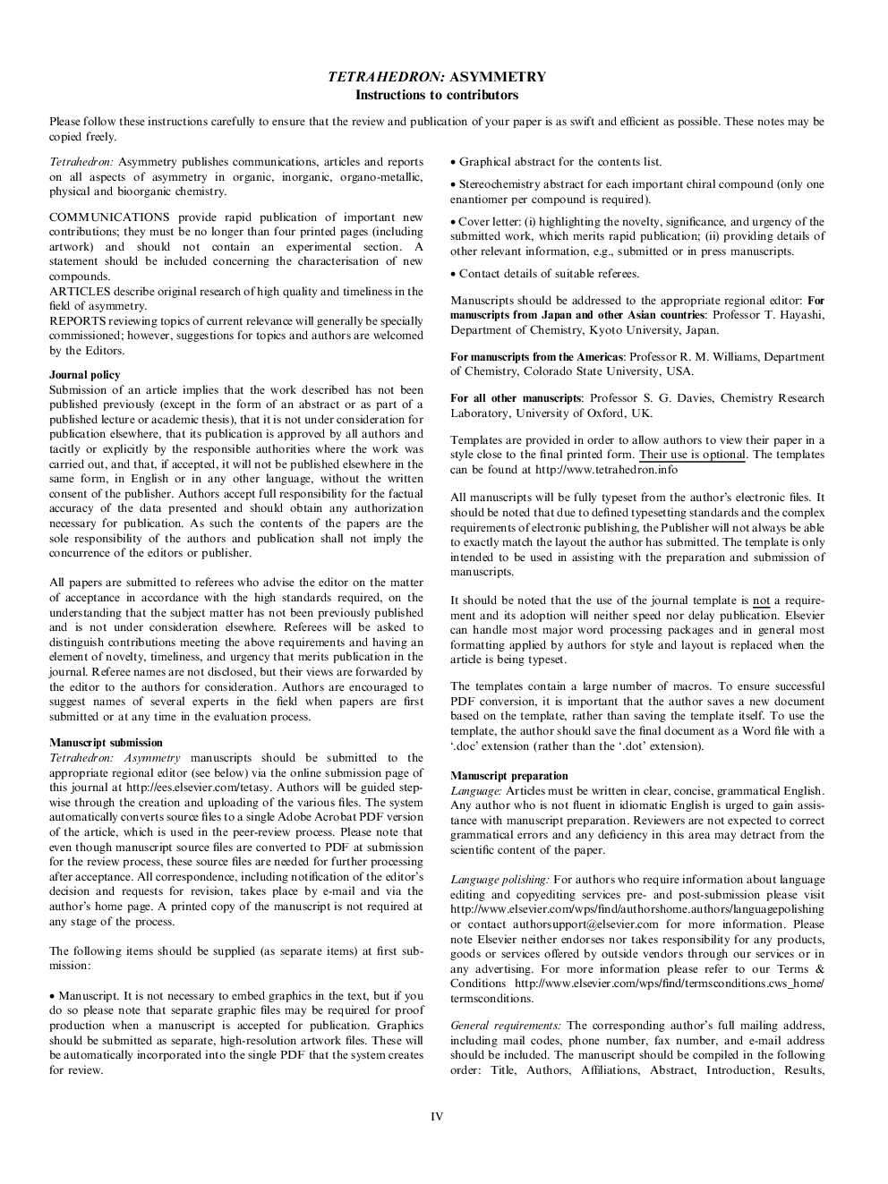 Instructions to contributors