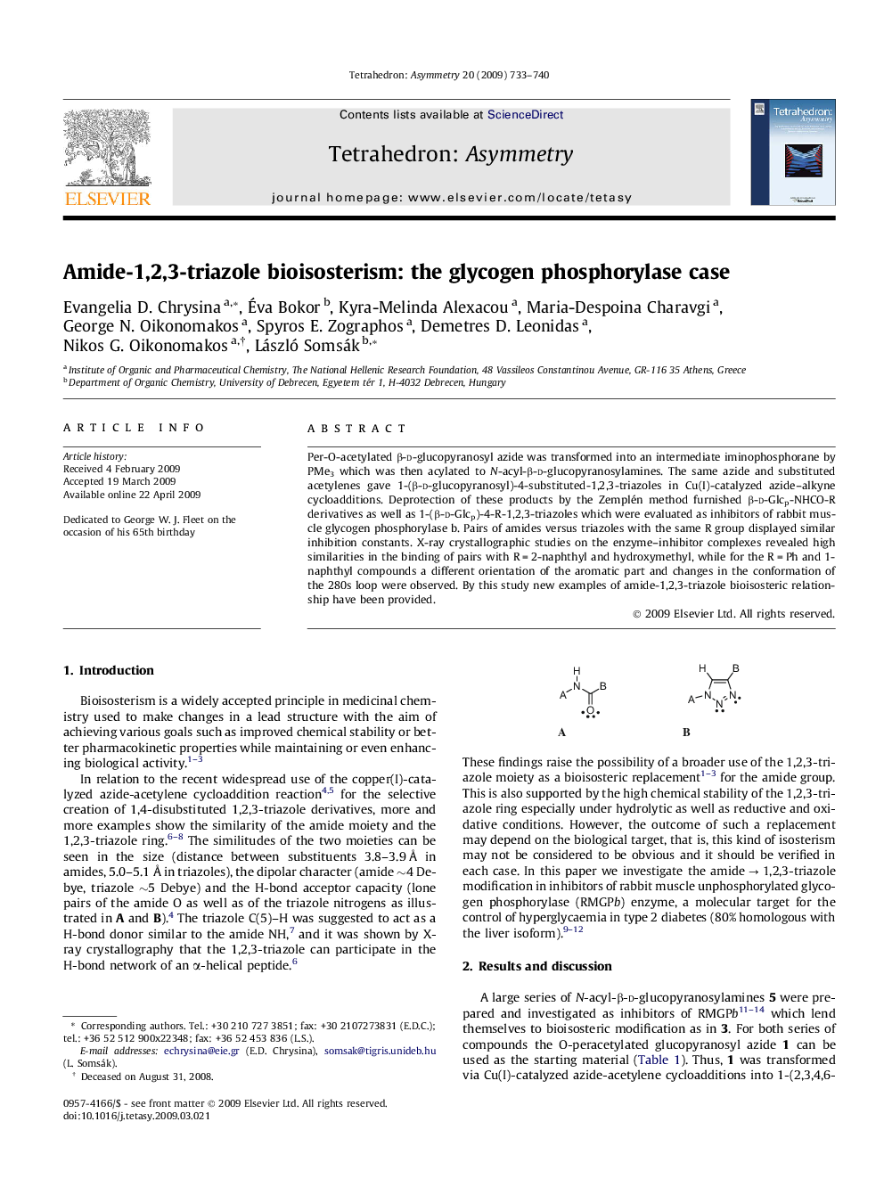 Amide-1,2,3-triazole bioisosterism: the glycogen phosphorylase case