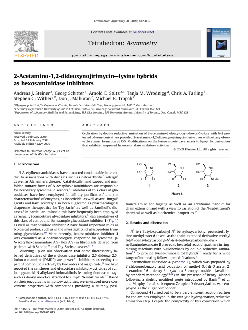 2-Acetamino-1,2-dideoxynojirimycin—lysine hybrids as hexosaminidase inhibitors