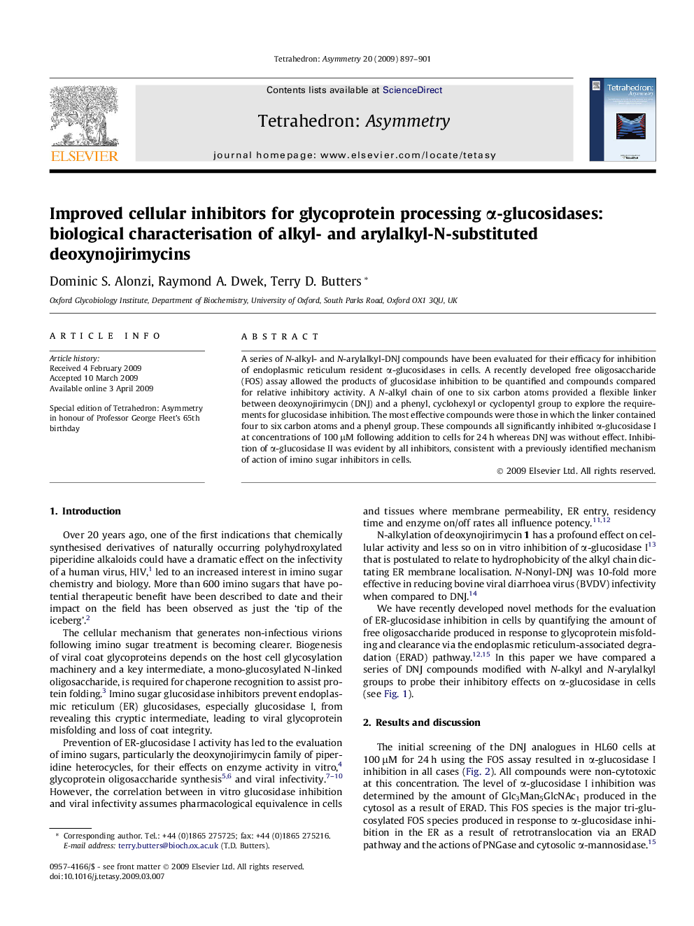 Improved cellular inhibitors for glycoprotein processing α-glucosidases: biological characterisation of alkyl- and arylalkyl-N-substituted deoxynojirimycins