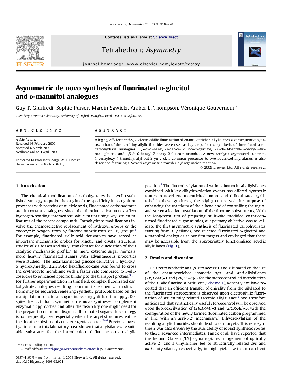Asymmetric de novo synthesis of fluorinated d-glucitol and d-mannitol analogues