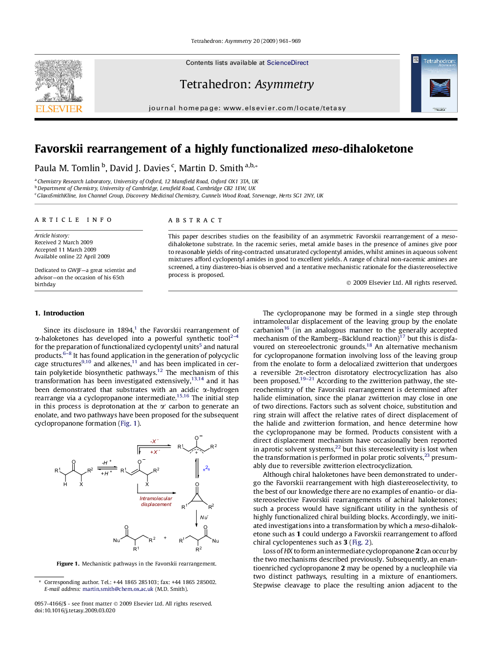 Favorskii rearrangement of a highly functionalized meso-dihaloketone