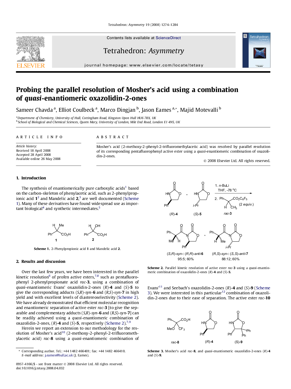 Probing the parallel resolution of Mosher’s acid using a combination of quasi-enantiomeric oxazolidin-2-ones