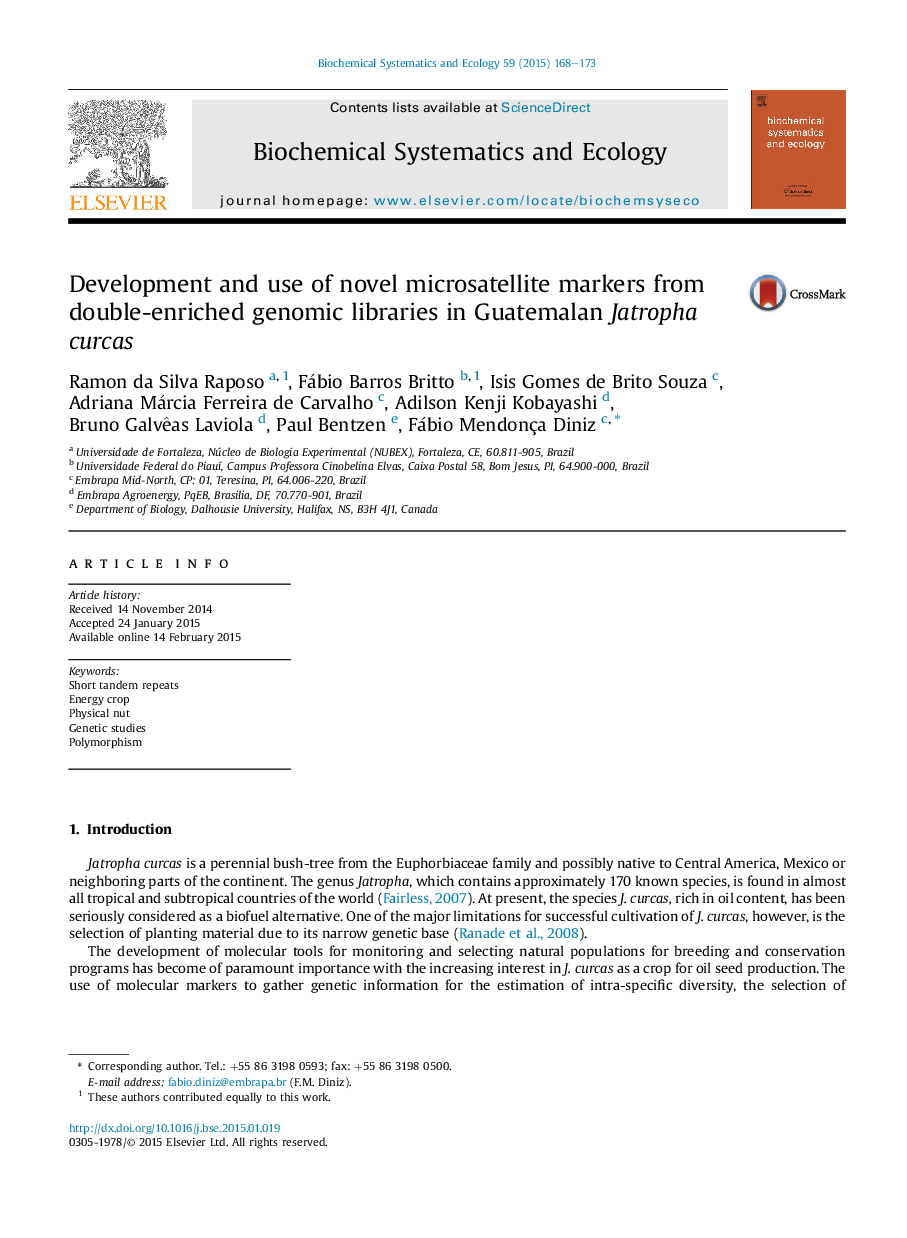 Development and use of novel microsatellite markers from double-enriched genomic libraries in Guatemalan Jatropha curcas