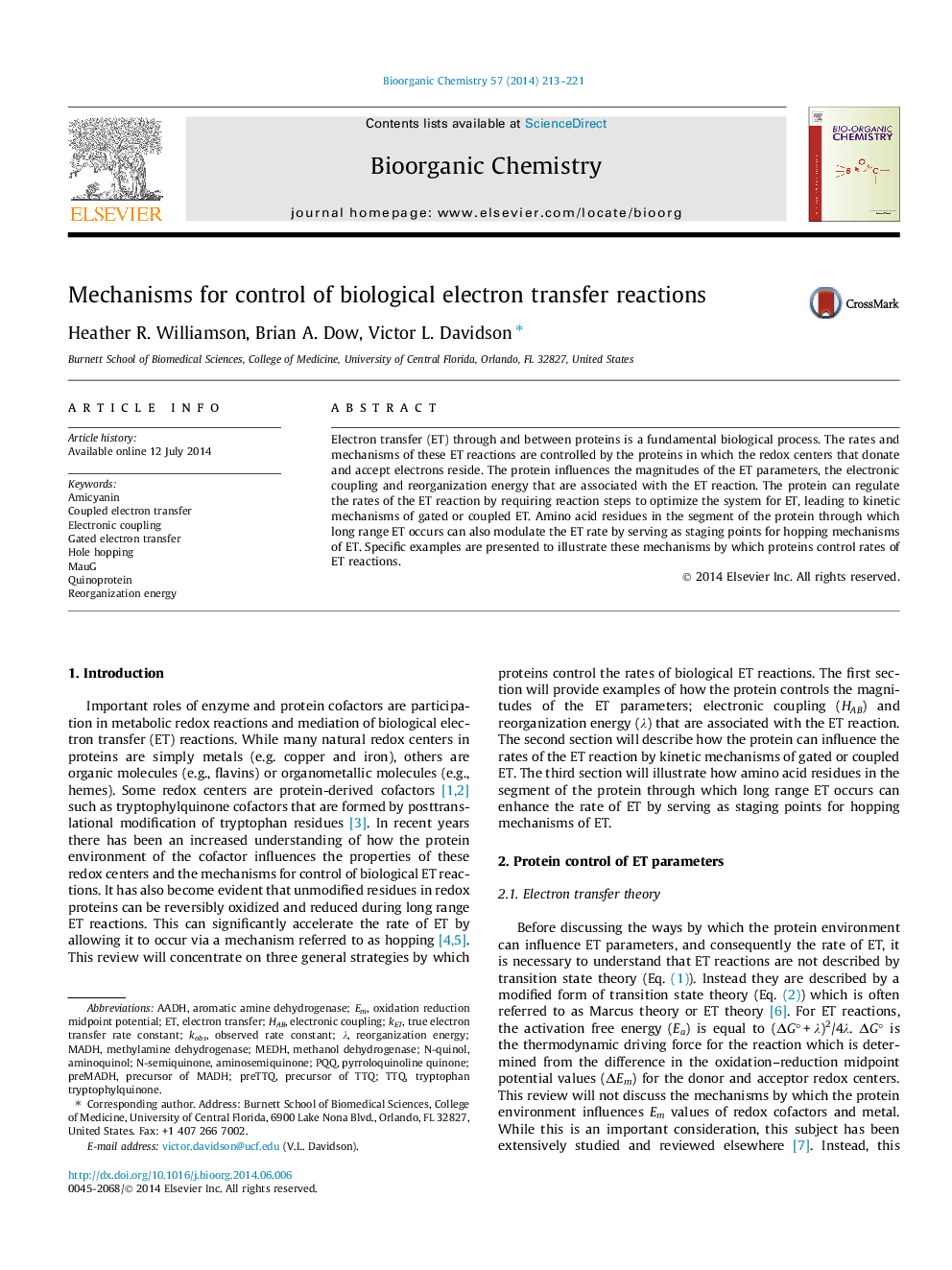 Mechanisms for control of biological electron transfer reactions